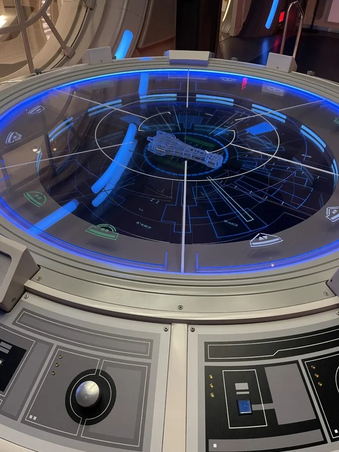 Halcyon shield table — ship model and perimeter controls